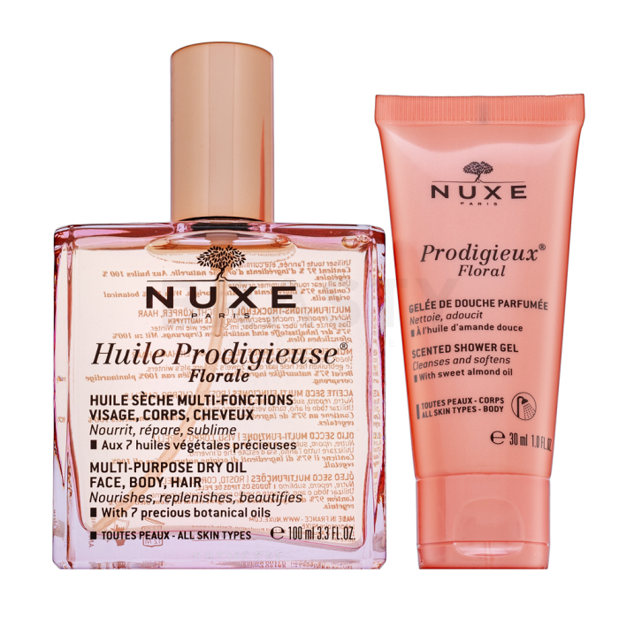 Nuxe Prodigieux Floral комплект Multi-Purpose Dry Oil + Scented Shower Gel 100 ml + 30 ml