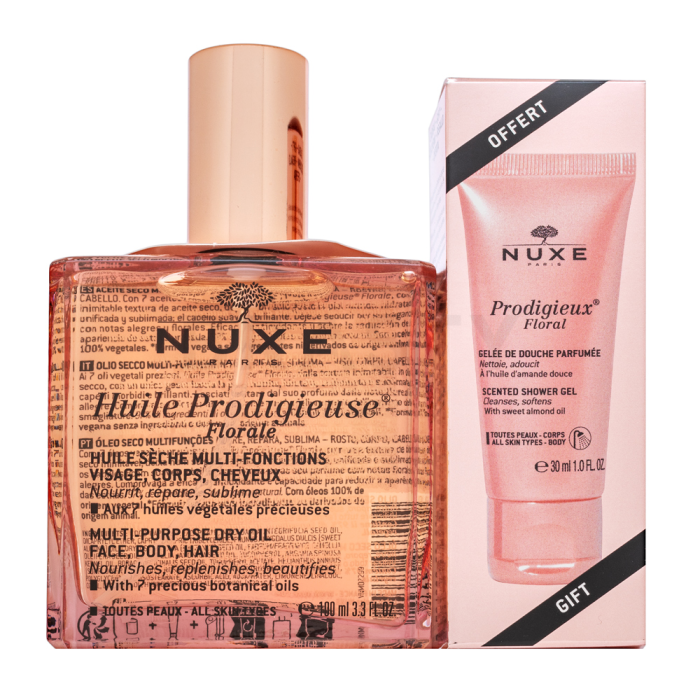 Nuxe Prodigieux Floral комплект Multi-Purpose Dry Oil + Scented Shower Gel 100 ml + 30 ml