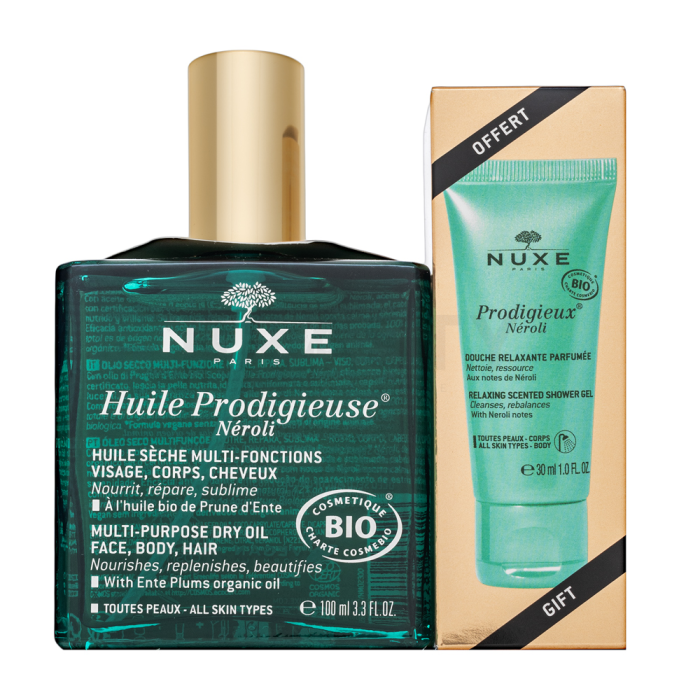 Nuxe Prodigieux Néroli készlet Multi-Purpose Dry Oil + Relaxing Scented Shower Gel 100 ml + 30 ml