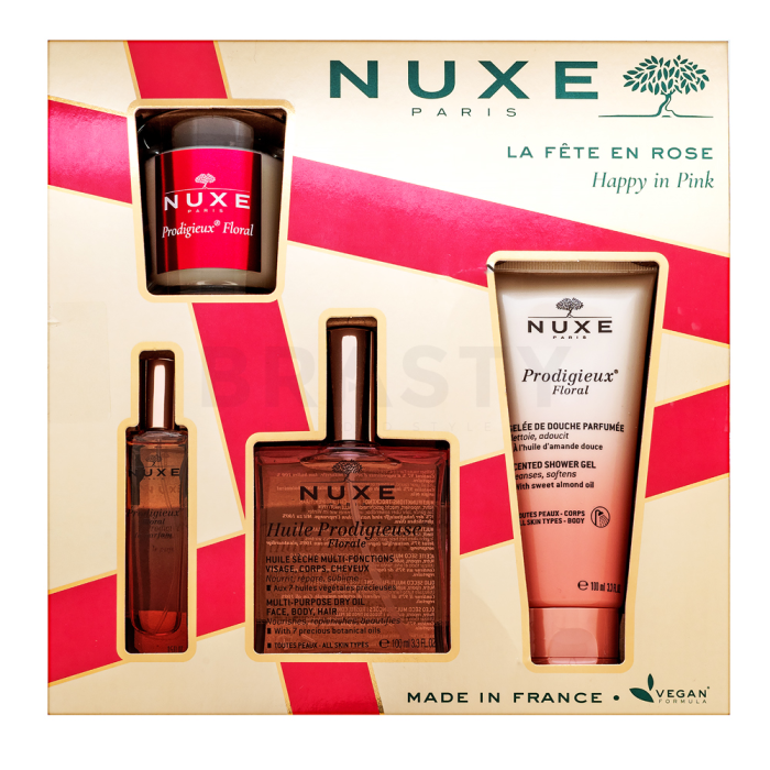 Nuxe Happy In Pink darilni komplet Set 100 ml + 100 ml + 15 ml + 70 g