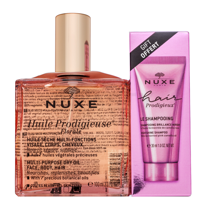 Nuxe Prodigieux Floral sada Multi-Purpose Dry Oil + High Shine Shampoo 100 ml + 30 ml