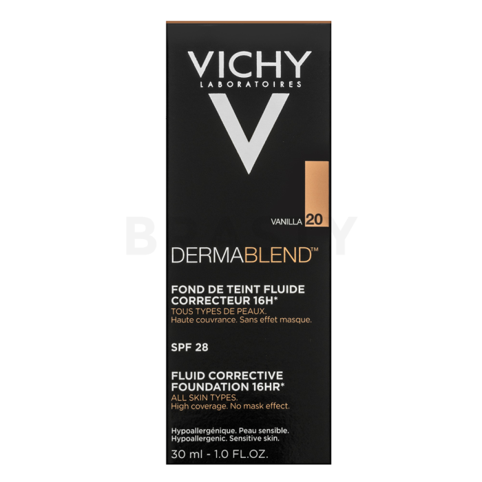 Vichy Dermablend Fluid Corrective Foundation 16HR Flüssiges Make Up für Unregelmäßigkeiten der Haut 20 Vanilla 30 ml
