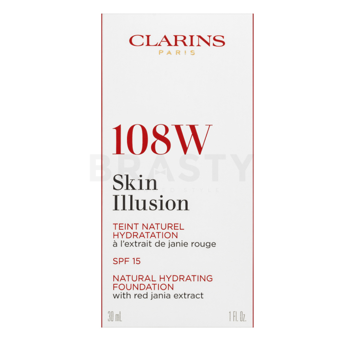 Clarins Skin Illusion Natural Hydrating Foundation Flüssiges Make Up mit Hydratationswirkung 108 Sand 30 ml