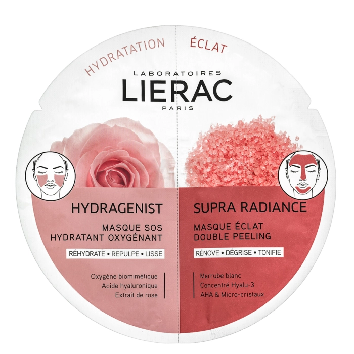 Lierac maska iz blaga Hydragenist & Supra Radiance Duo Mask 2 x 6 ml