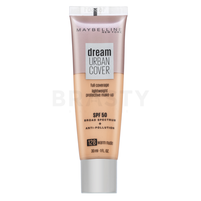 Maybelline Dream Urban Cover Full Coverage Lightweight Protective Make-up SPF50 tekutý make-up 128 Warm Nude 30 ml