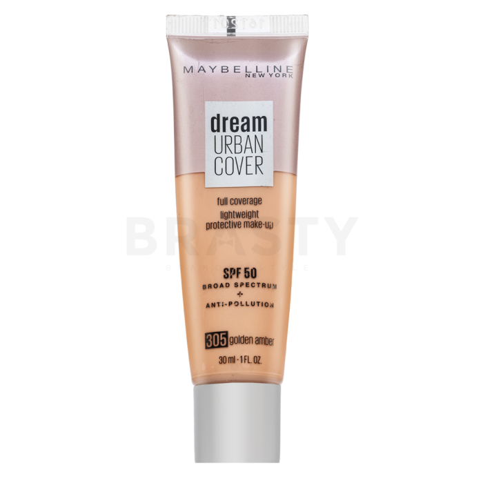 Maybelline Dream Urban Cover Full Coverage Lightweight Protective Make-up SPF50 tekutý make-up 305 Golden Amber 30 ml