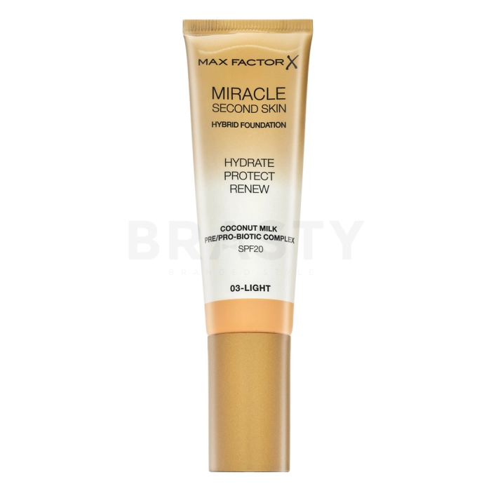 Max Factor Miracle Second Skin Hybrid Foundation SPF20 dlhotrvajúci make-up s hydratačným účinkom 03 Light 30 ml