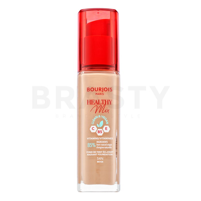 Bourjois Healthy Mix Clean & Vegan Radiant Foundation Flüssiges Make Up für Einigung des farbigen Hauttones 54N Beige 30 ml
