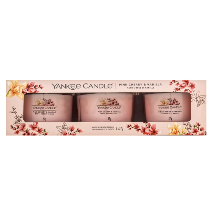 Yankee Candle Pink Cherry Vanilla votívna sviečka 3 x 37 g