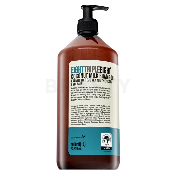 Triple Eight Coconut Milk Shampoo Voedende Shampoo voor droog en breekbaar haar 1000 ml