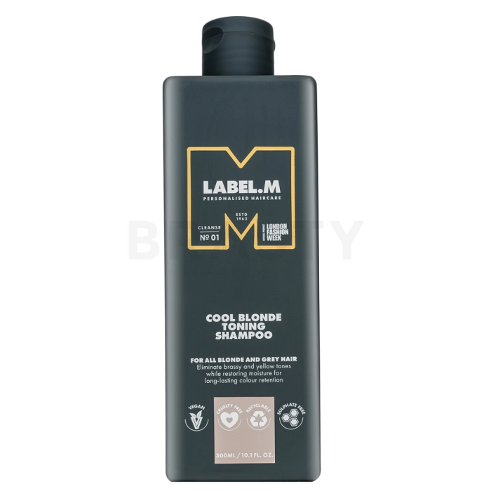 Label.M Cool Blonde Toning Shampoo tonizáló sampon platinaszőke és ősz hajra 300 ml