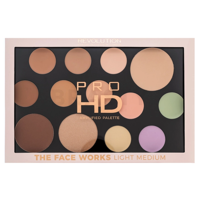 Makeup Revolution Pro HD Amplified Palette multifunkční paleta The Face Works Light Medium 15 g
