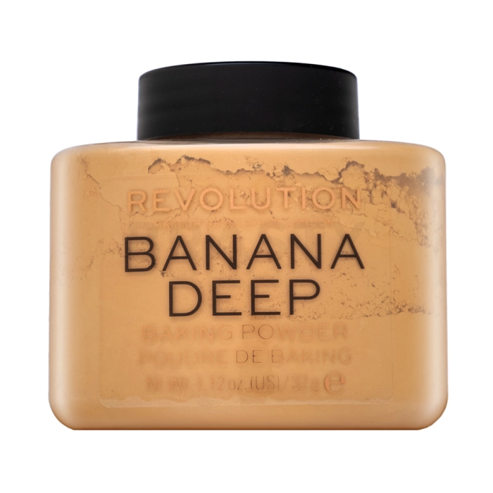 Makeup Revolution Baking Powder púder az egységes és világosabb arcbőrre Banana Deep 32 g