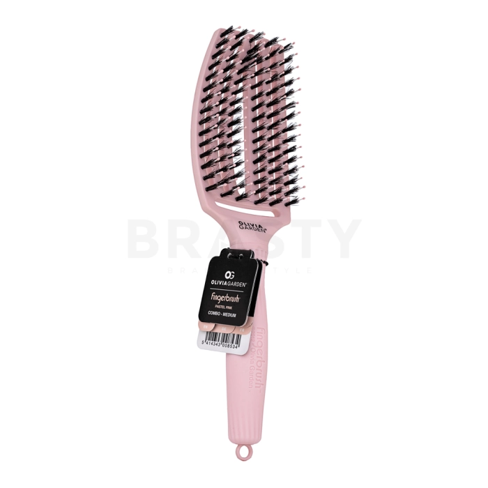 Olivia Garden Fingerbrush Combo Medium Pastel Pink kartáč na vlasy s nylonovými a kančími štětinami