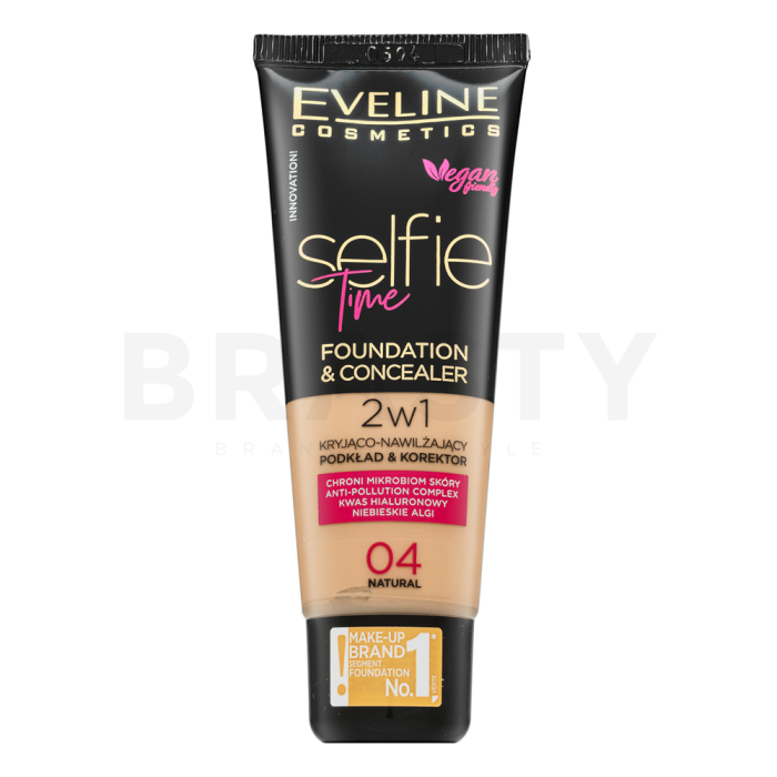 Eveline Selfie Time 2in1 Foundation & Concealer langhoudende make-up 2v1 04 Natural 30 ml