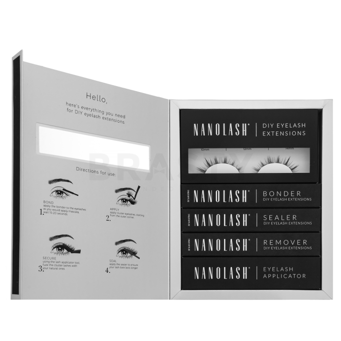Nanolash DIY Eyelash Extensions Starter Kit Set zur Wimpernverlängerung für zu Hause Flirty
