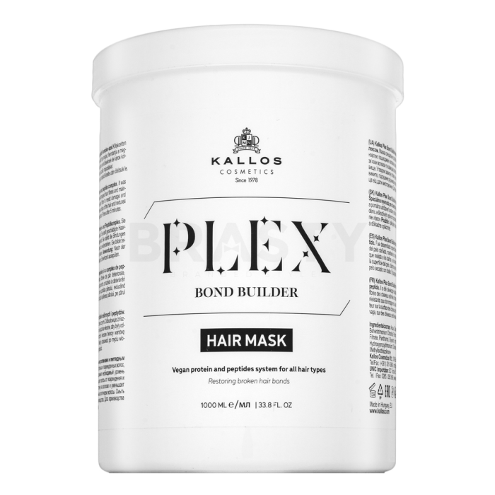 Kallos Plex Bond Builder Hair Mask kräftigende Maske für gefärbtes, chemisch behandeltes und aufgehelltes Haar 1000 ml