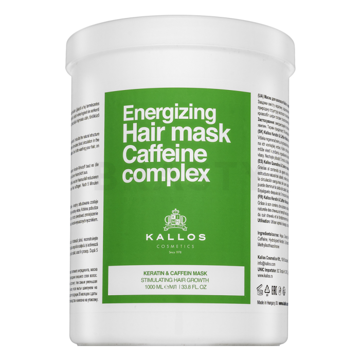 Kallos Energizing Hair Mask Caffeine Complex Keratin & Caffein Mask posilující maska pro řídnoucí vlasy 1000 ml