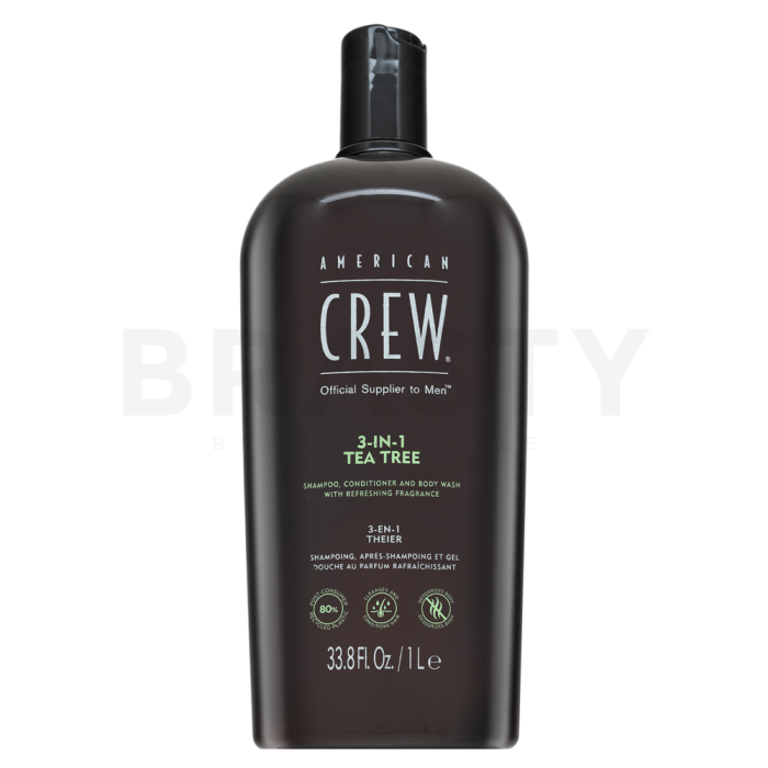 American Crew 3-in-1 Tea Tree sampon, kondicionáló és tusfürdő mindennapi használatra 1000 ml