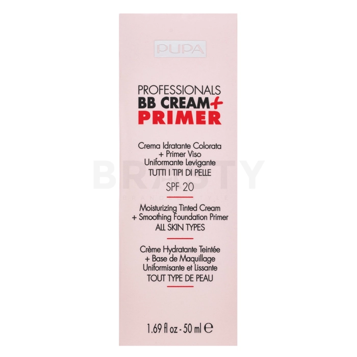 Pupa Professionals BB Cream + Primer SPF 20 002 Sand BB krém pre zjednotenie farebného tónu pleti 50 ml