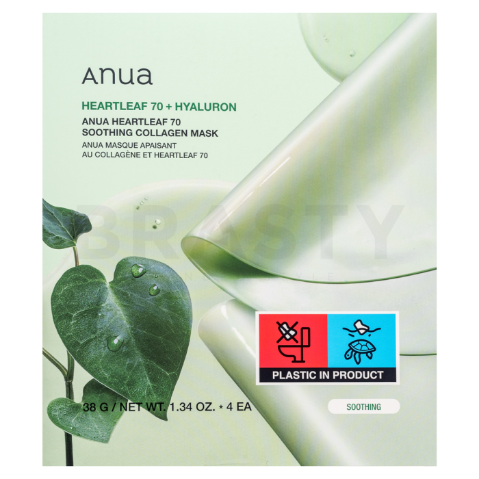 Anua Heartleaf 70 + Hyaluron umirujuća i osvježavajuća maska Soothing Collagen Mask 4 x 38 g